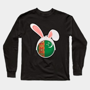 happy easter Turkmenistan bunny ears flag cute designs Long Sleeve T-Shirt